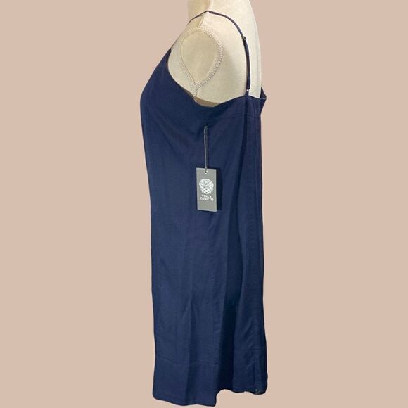 NWT Tencel Vince Camuto Navy Blue Vneck Button Down Spaghetti Strap Dress - Picture 6 of 11